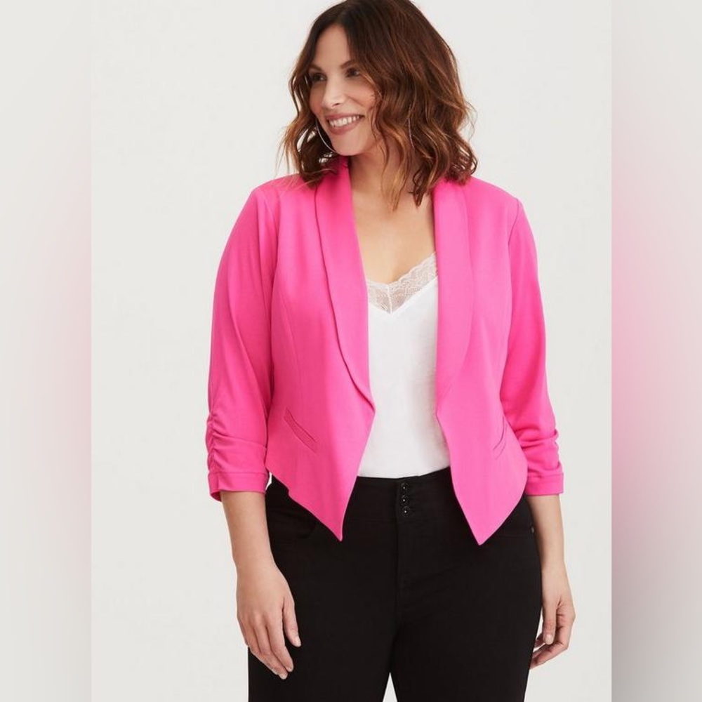 Torrid Hot Pink Studio Crepe Classic Blazer